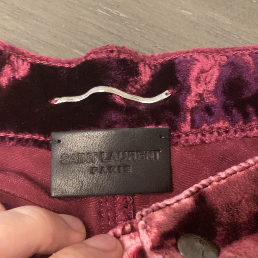 Saint Laurent Velvet Trousers in burgundy